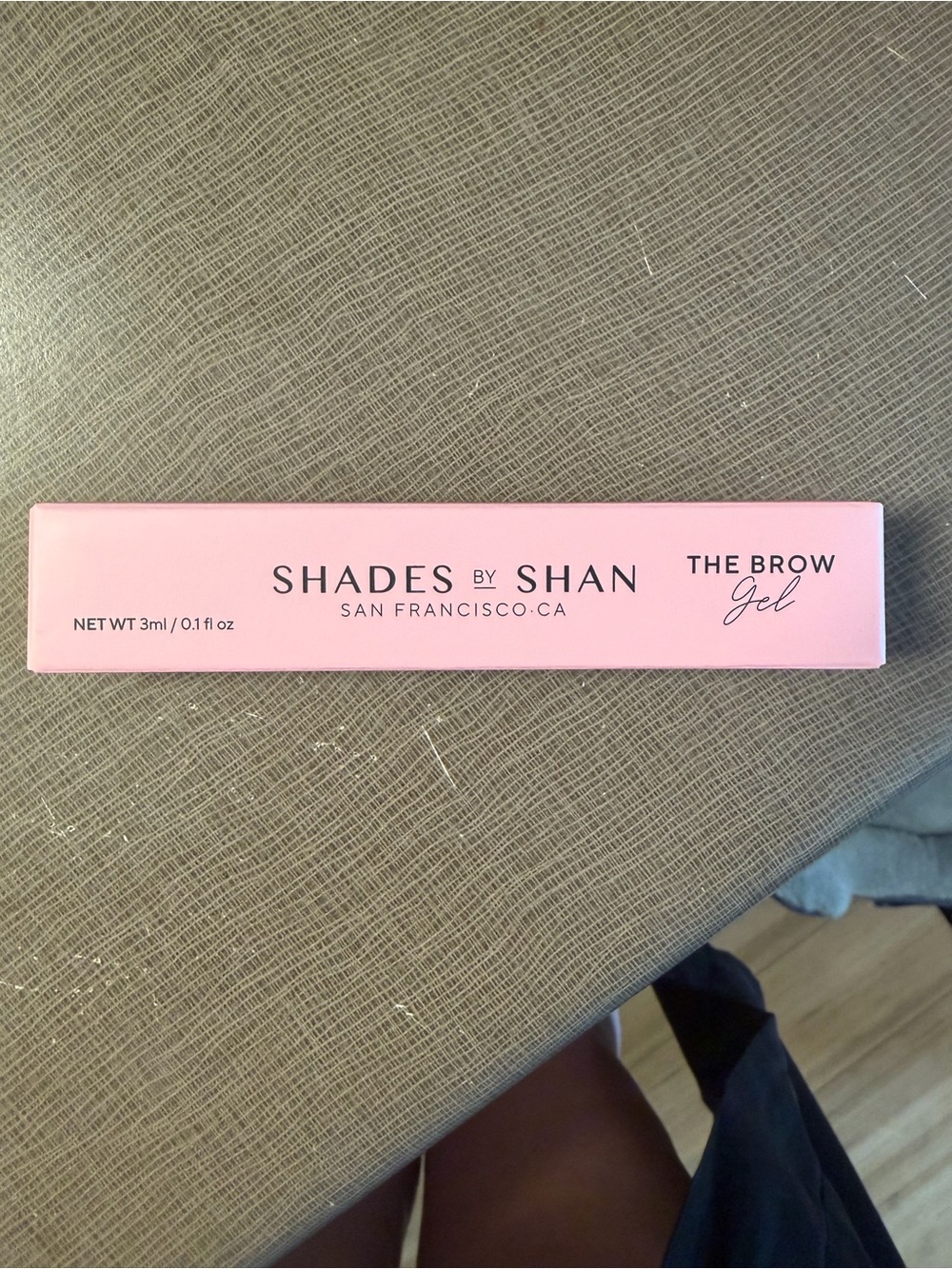 Shades By Shan The Brow Gel - Pink Retail Box with clear brow gel.